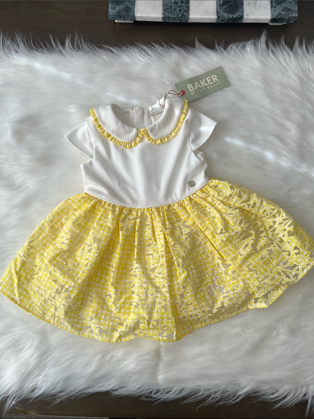 Baker by Ted Baker White & Yellow Floral Baby Dress 6-9 months